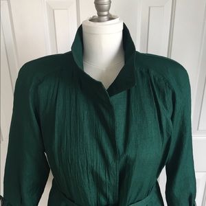 Vintage Green Coat with zip-out lining. Size 8-10